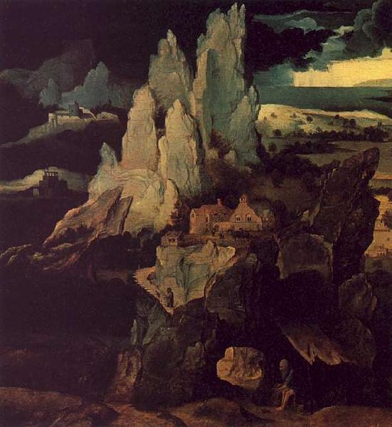 Joachim Patenier Saint Jerome in a Rocky Landscape